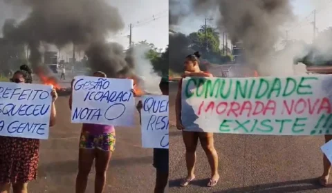 Moradores bloqueiam rua com pneus e entulhos em protesto por melhorias em Icoaraci