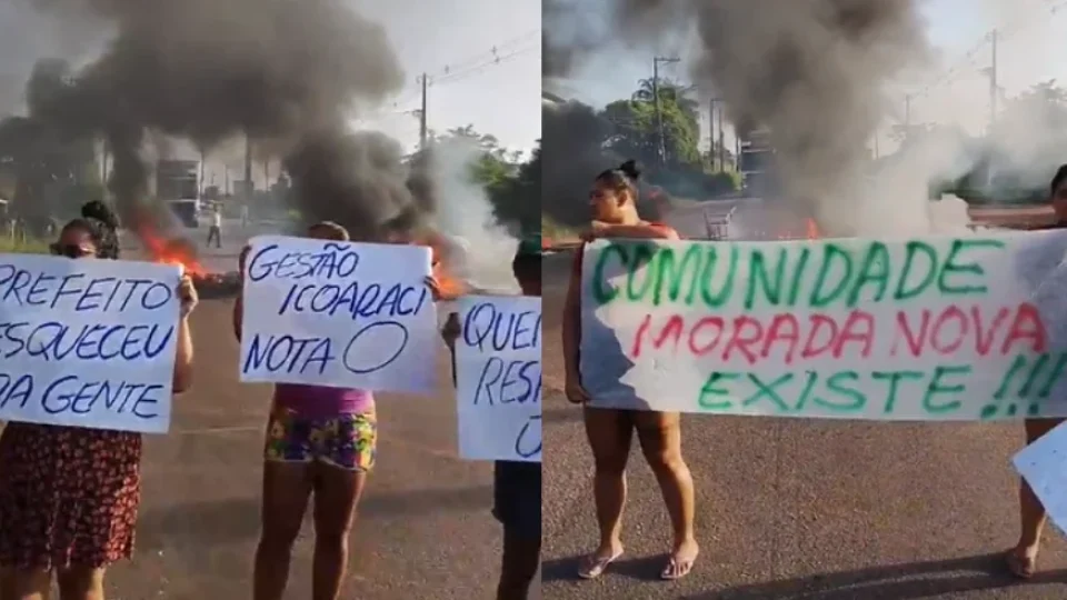 Moradores bloqueiam rua com pneus e entulhos em protesto por melhorias em Icoaraci
