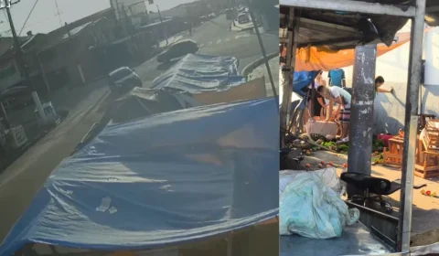 Dois carros avançam sinal e atingem feira improvisada em Belém; duas pessoas ficam feridas