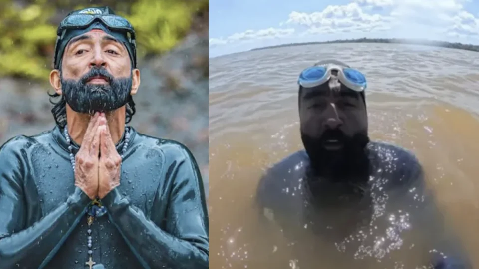 “Homem-Peixe” chega a Belém nos próximos dias após nadar 6,6 mil km pelo Amazonas