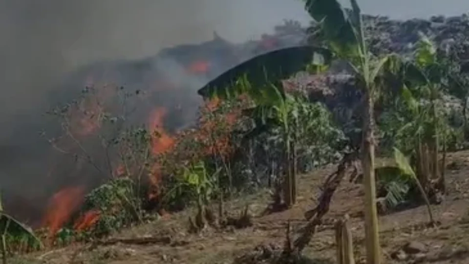 Incêndio de grandes proporções atinge lixão de Manacapuru e fogo avança para áreas de mata e plantações