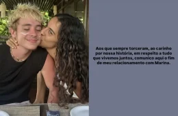 Juliano Floss anuncia fim do relacionamento com Marina Sena