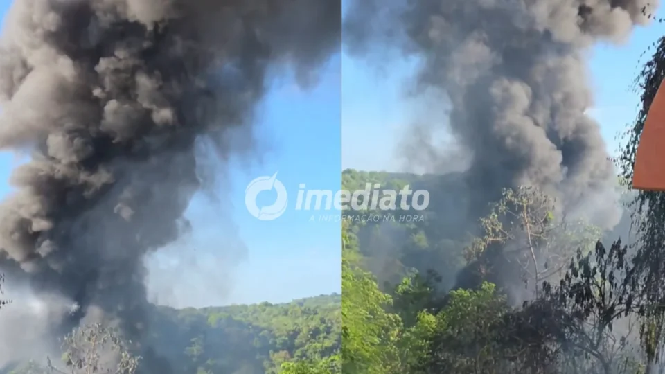 URGENTE: Incêndio de grandes proporções toma área de mata e espalha fumaça preta no Distrito Industrial de Manaus
