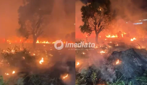VEJA VÍDEOS: Incêndio atinge área de vegetação e assusta moradores na Avenida das Torres, em Manaus