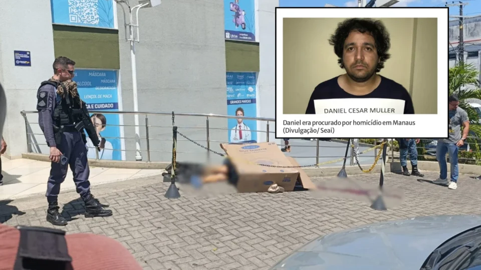 Imagens fortes: Homem é morto com vários tiros na cabeça em frente a mini shopping no Parque Dez, em Manaus
