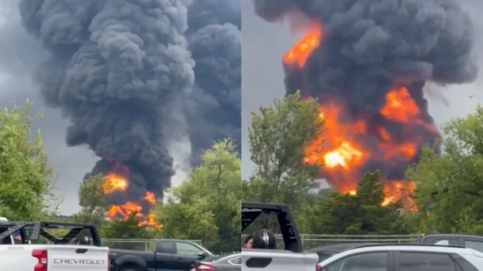 VÍDEO: Raio atinge tanque de combustível e provoca incêndio de grandes proporções em Oklahoma, nos EUA