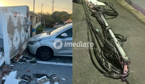 Caminhão puxa fiação baixa e causa prejuízos a moradores e veículos no Conjunto Tiradentes, em Manaus