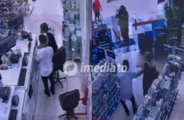 VEJA: Vídeo mostra momento em que homem surdo rende trabalhador com faca e acaba preso em drogaria de Manaus
