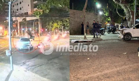 VEJA: Vídeo mostra carro avançando sinal e arremessando motociclista que morreu na Mário Ypiranga
