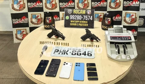 VEJA VÍDEO: Quadrilha que assaltou mercadinho no Planalto é detida com armas em Manaus