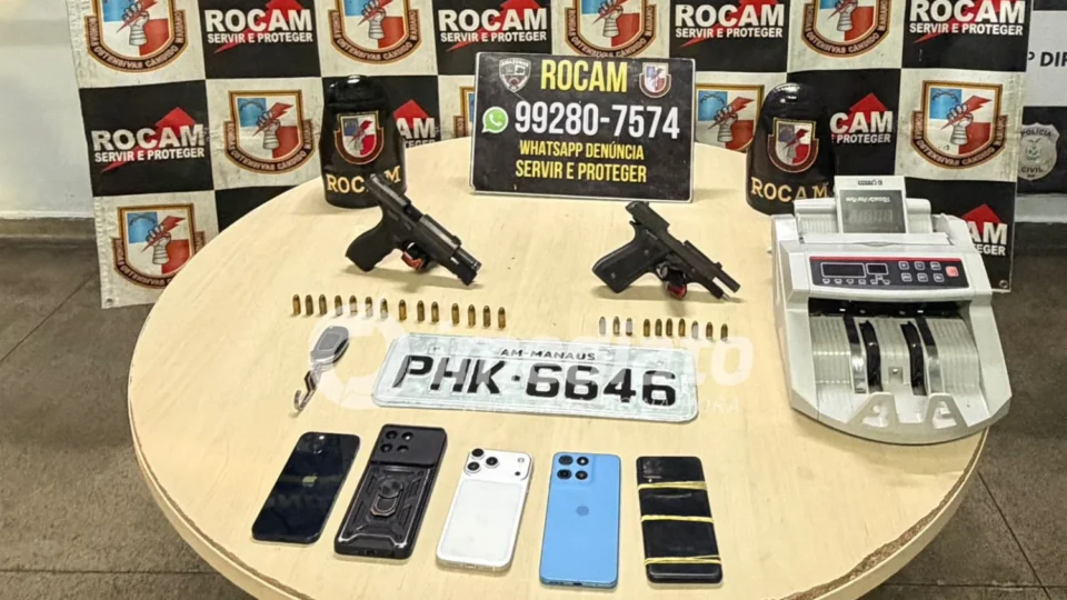 VEJA VÍDEO: Quadrilha que assaltou mercadinho no Planalto é detida com armas em Manaus