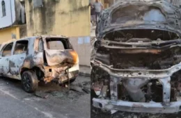 Veja: Carro de aplicativo pega fogo com motorista e passageiro durante corrida no Aleixo