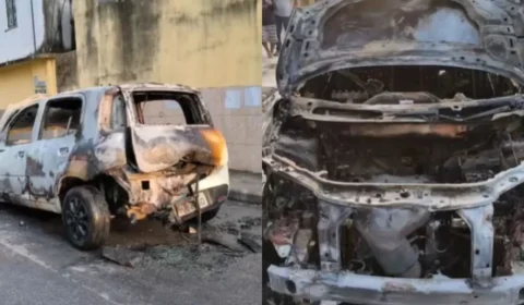 Veja: Carro de aplicativo pega fogo com motorista e passageiro durante corrida no Aleixo