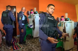 VEJA VÍDEO: Homem agride companheira, faz o próprio filho de 1 ano refém com faca e acaba preso em Coari