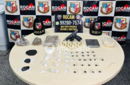 Criminosos fogem para área de mata e abandonam pistola e drogas no bairro Alvorada