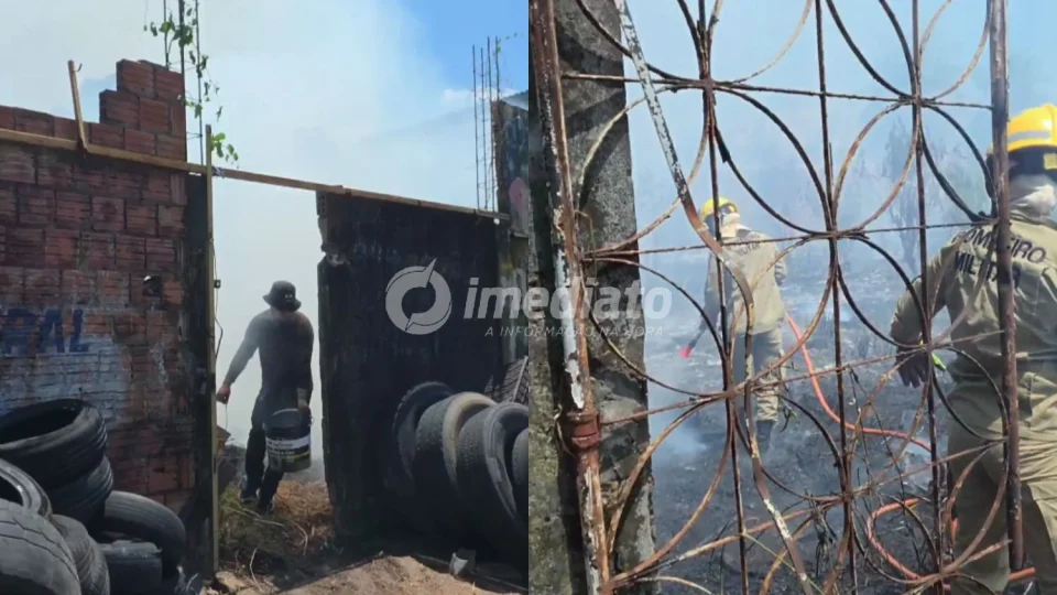 URGENTE: Fogo de grandes proporções atinge terreno baldio e assusta moradores na avenida Cosme Ferreira, em Manaus