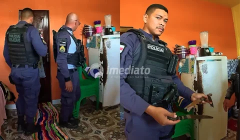 VEJA VÍDEO: Homem agride companheira, faz o próprio filho de 1 ano refém com faca e acaba preso em Coari