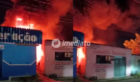 VEJA VÍDEO: Incêndio atinge comércio e assusta moradores no bairro Colônia Terra Nova