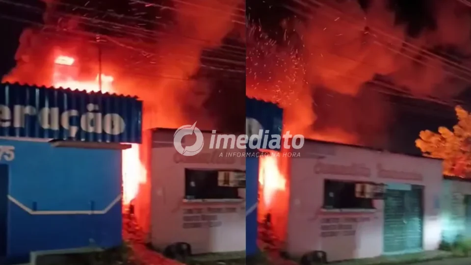 VEJA VÍDEO: Incêndio atinge comércio e assusta moradores no bairro Colônia Terra Nova