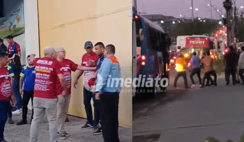 VEJA VÍDEOS: Confusão e pancadaria marcam greve de trabalhadores do transporte especial em Manaus