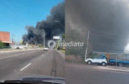 VEJA VÍDEOS: Incêndio de grandes proporções assusta moradores próximo a supermercado no bairro Armando Mendes