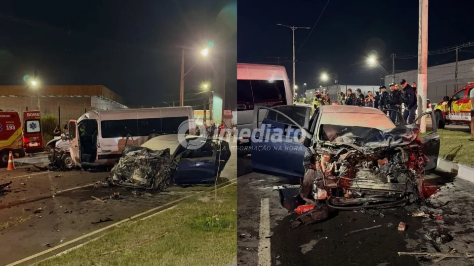 URGENTE: Motorista de aplicativo morre após carro invadir pista contrária e bater em van na Avenida do Turismo, no Tarumã
