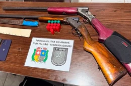 FLAGRANTE: Dupla é presa com duas espingardas calibre 12 perto de hidrelétrica no Amapá