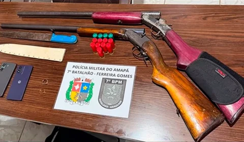 FLAGRANTE: Dupla é presa com duas espingardas calibre 12 perto de hidrelétrica no Amapá