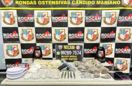 Casal é preso com pistola 9 mm e mais de 190 porções de drogas no Monte das Oliveiras