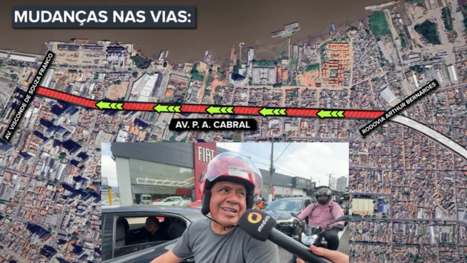 Pedro Álvares Cabral terá novo sentido a partir desta quinta-feira em Belém; motociclistas avaliam mudança