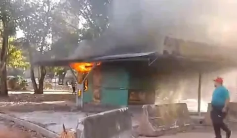 VÍDEO | Incêndio atinge quiosque e deixa trânsito parcialmente interditado em Belém