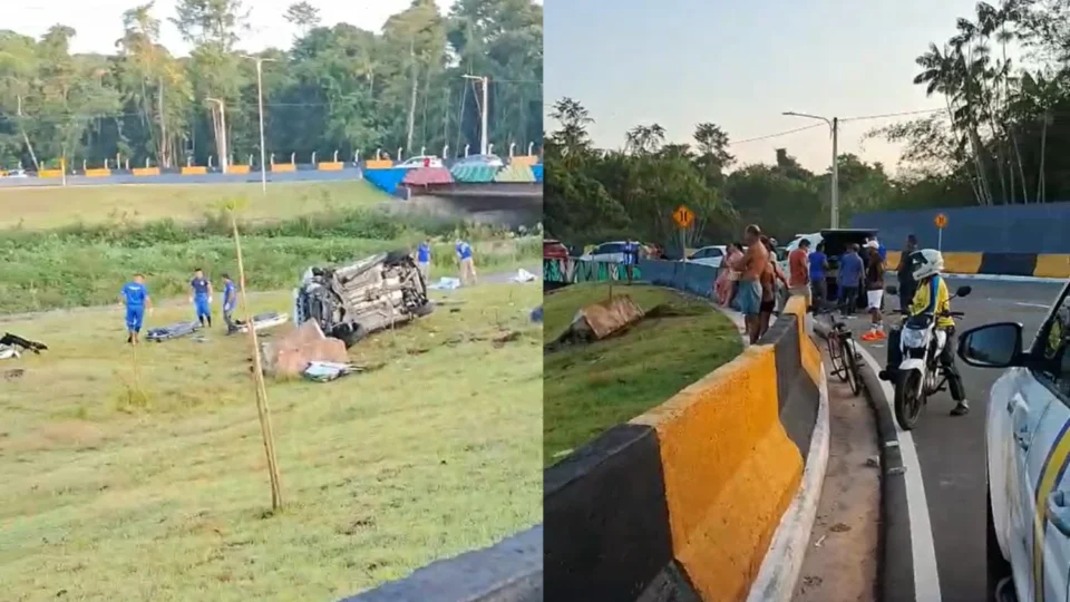 Grave acidente: carro capota e deixa dois jovens mortos na Marambaia