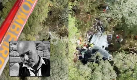 Veja o momento em que bombeiros encontram destroços de helicóptero que levava cantor Rick em SC