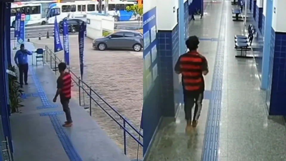 Veja o momento em que suspeito armado invade faculdade após esfaquear rival e faz duas funcionárias reféns em Manaus