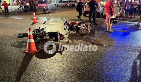 VEJA VÍDEO: Colisão entre duas motocicletas deixa três feridos em avenida de Porto Velho