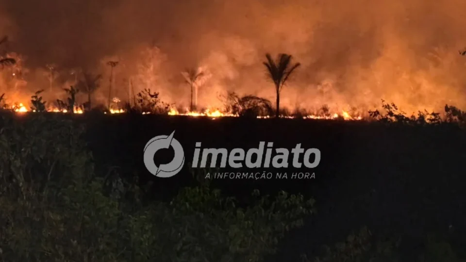 VEJA IMAGENS: Incêndio se espalha por área de mata na rodovia Manoel Urbano e deixa moradores de Cacau Pirêra em alerta