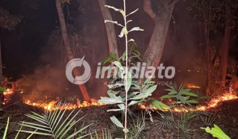 Fogo avança no Parque das Tribos e deixa moradores com medo de perder suas casas