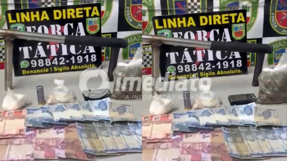 Mochila com arma caseira, drogas e dinheiro é abandonada durante fuga em área de invasão em Manaus