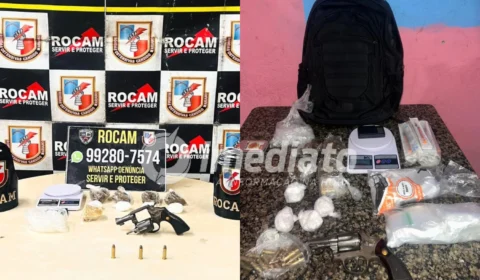 VEJA IMAGENS: Criminosos fogem e deixam armas e drogas para trás em bairros distintos de Manaus