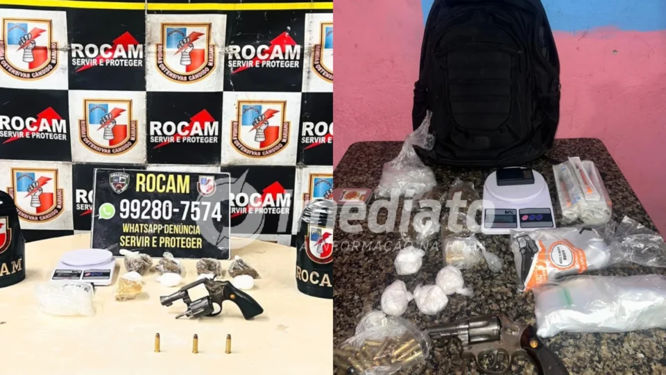 VEJA IMAGENS: Criminosos fogem e deixam armas e drogas para trás em bairros distintos de Manaus