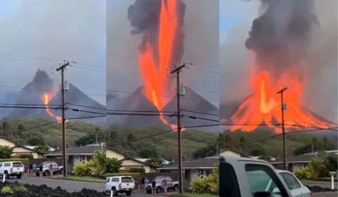 Vídeo mostra de perto força impressionante de erupção vulcânica na Indonésia