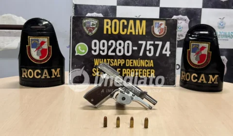 Pistola e munições são apreendidas após denúncia de tráfico de drogas no Japiim