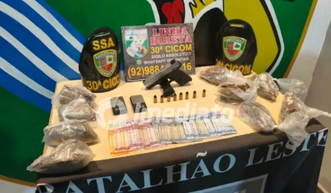 Bandidos fogem e abandonam pistola, munições e 900 g de maconha na Cidade de Deus