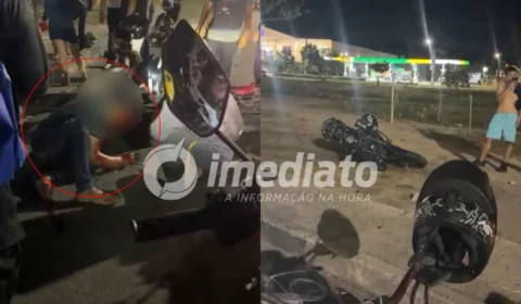 VEJA VÍDEO: Colisão entre duas motos deixa motociclista gravemente ferido na Avenida das Torres