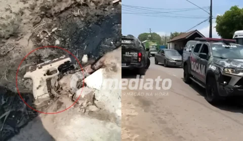 Arma com marcas de sangue é encontrada após homem ser baleado e fugir correndo no bairro Compensa