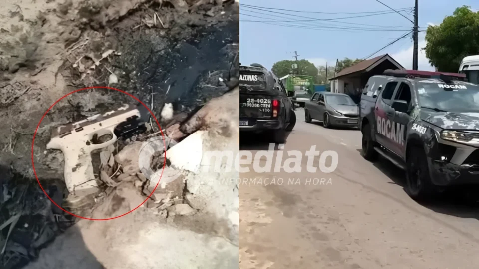 Arma com marcas de sangue é encontrada após homem ser baleado e fugir correndo no bairro Compensa