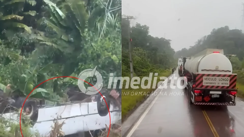VEJA VÍDEO: Passageiros ficam feridos após ônibus capotar e despencar em ribanceira no Amazonas