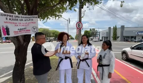 Atletas de karatê vendem garrafinhas nos sinais para arrecadar recursos para Mundial na Turquia