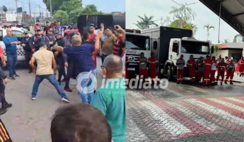 VEJA VÍDEO: Confusão e confronto são registrados durante protesto de trabalhadores em frente à Solar Coca-Cola em Manaus
