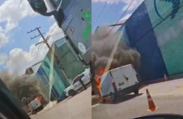 VÍDEO: Van pega fogo na Avenida Noel Nutels, em Manaus